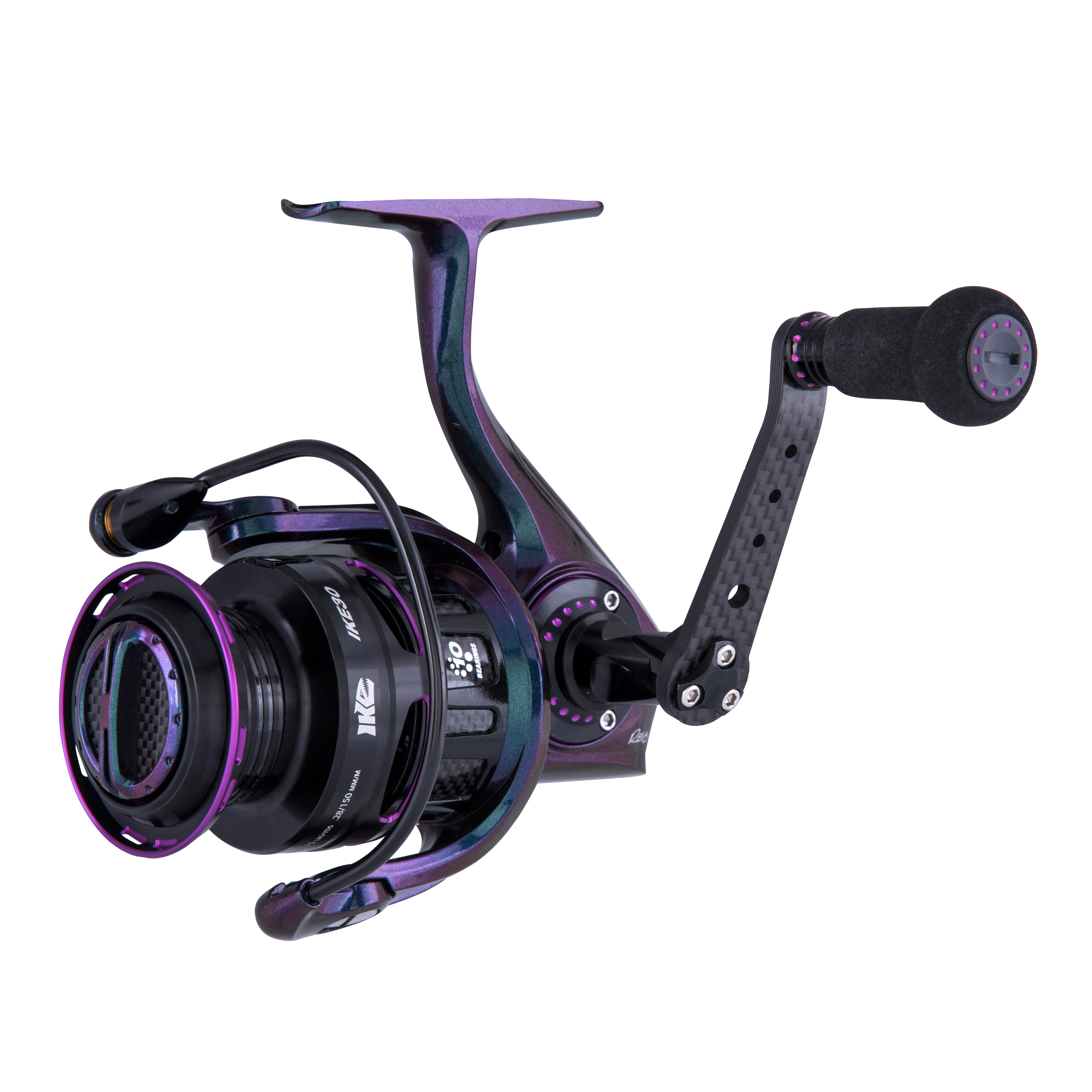 abu garcia purple spinning reel