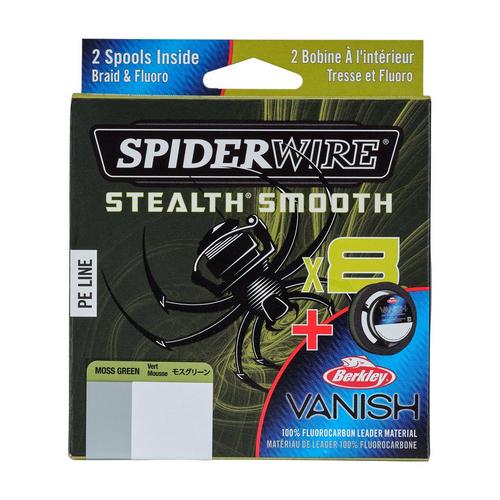 SpiderWire Ultracast Braid Vanish Fluorocarbon Dual Spool, 30lb Translucent  Braid with 50lb Clear Fluoro Leader, 164yd