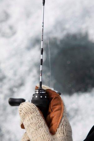 detection exaggeration Airing ice fishing pole badge Bloom Prominent