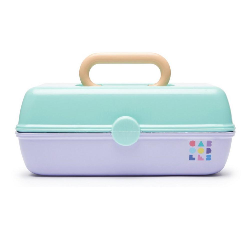 Caboodles Stay Retro - Pretty In Petite Makeup Organizer  Compact Carrying  Cosmetic Case, Periwinkle Blue Over Pink Retro - Periwinkle Blue Over Pink