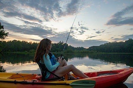 Angler in kayak on water