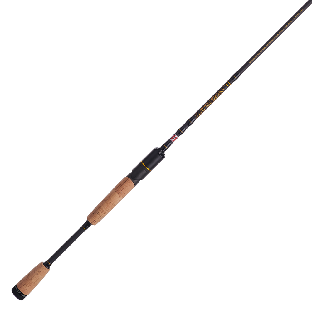  PENN Battalion II 7'6” Inshore Spinning Rod; 1-Piece Fishing  Rod, 8-15lb Line Rating, Medium Light Rod Power, Extra Fast Action, 1/8-3/4  oz. Lure Rating, Black/Gold : Sports & Outdoors