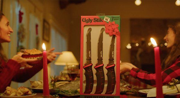 Ugly Stik knives in package on table during holiday meal