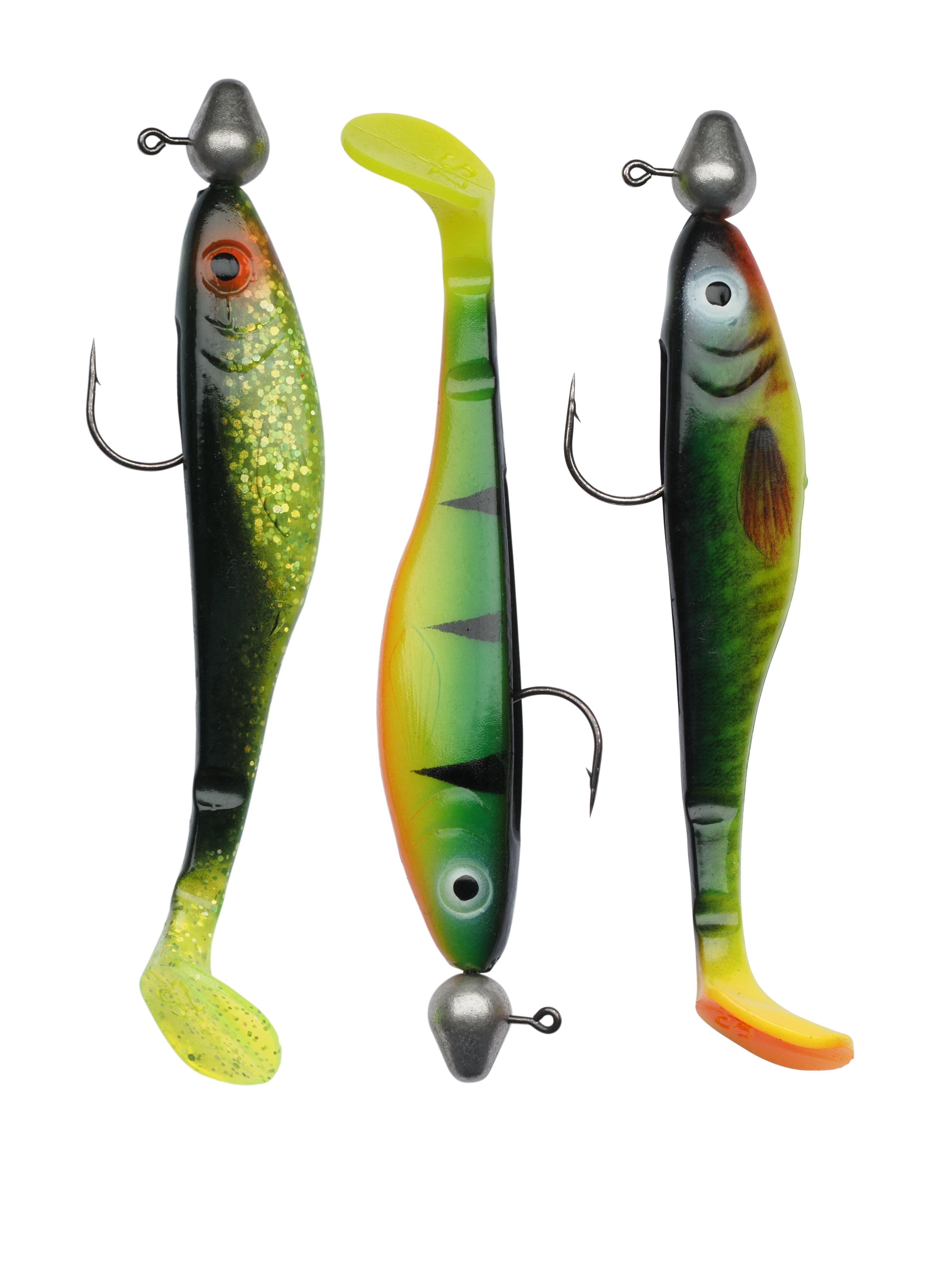 CYM 5pcs Fishing Lure 14g/100mm Jig Head Soft Black Minnow Soft Minou Bass  Pike Soft Fishing Lure Easy Shiner Worm Hook Fishing Bait