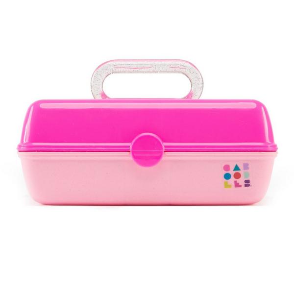 Caboodles Stay Retro - Pretty In Petite Makeup Organizer  Compact Carrying  Cosmetic Case, Periwinkle Blue Over Pink Retro - Periwinkle Blue Over Pink