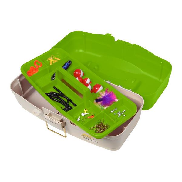 Plano Three-Drawer Tackle Box Large, Storage Box, Molded Tackle Storage,  All Fishing,Unisex, Beige / Green