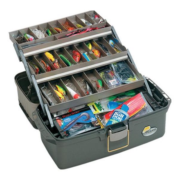 Plano System 737 Fishing Tackle Box 3 Tray Bait Storage Carrying Case +  Tackle